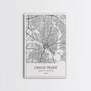 Grand Prairie Street Map, Texas Map, City Map Art, Minimalist Art, Wall Art, Canvas Print, Black And White, Travel Print, Anniversary Gift