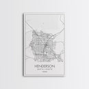 Henderson Street Map, Nevada Map, City Map Art, Minimalist Wall Art, Wall Art, Canvas Print, Gifts For Her, Travel Art, Man Cave Art,