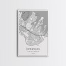 Honolulu Street Map, Hawaii Map, ity Map Art, Minimalist Art, Wall Art, Canvas Print, Living Room Art, Travel Wall Art, Anniversary Gift