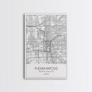 Indianapolis Street Map, Indiana Map, City Map Art, Minimalist Art, Wall Art, Canvas Print, Travel Wall Art, Gifts For Him, Living Room Art