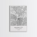 Kansas City Street Map, Missouri Map, City Map Art, Modern Wall Art, Wall Art, Canvas Print, Birthday Gift, Master Bedroom, Travel Wall Art