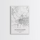 Montgomery Street Map, Alabama Map, City Map Art, Modern Art, Wall Art, Canvas Print, Bedroom Print, Family Gift, Travel Wall Décor