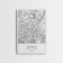 Munich Street Map, Germany Map, Europe City Map Art, Modern Art, Wall Art, Canvas Print, Dorm Wall Décor, Holiday Gift, Travel Wall Print