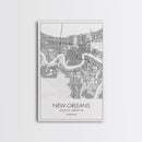 New Orleans Street Map, Louisiana Map, City Map Art, Modern Art, Wall Art, Canvas Print, Above Bed Art, Gift For Travelers, Travel Wall Art