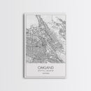 Oakland Street Map, California Map, City Map Art, Modern Art, Wall Art, Canvas Print, Living Room Art, Gift For Her, Adventure Wall Art