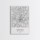 Orlando Street Map, Florida Map, City Map Art, Modern Art, Wall Art, Canvas Print, Master Bedroom Décor, Aviation Gifts, Travel Wall Art