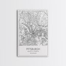 Pittsburgh Street Map, Pennsylvania Map, City Map Art, Minimalist Art, Wall Art, Canvas Print, Living Room Art, Birthday Gift, Travel Décor