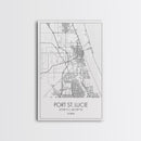 Port St Lucie Street Map, Florida Map, City Map Art, Minimalist Art, Wall Art, Canvas Print, Friend Gift, Black And White Art, Travel Décor