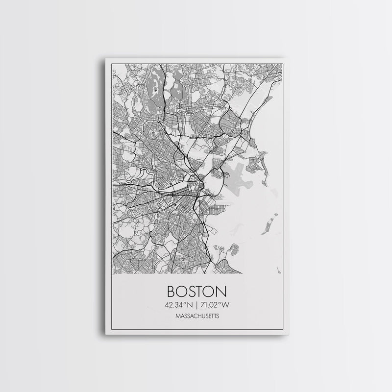 Boston Street Map, Massachusetts Map, City Map Art, Modern Art, Wall Art, Canvas Print, Wall Art For Bedroom, Gifts For Him, Travel DÃ©cor