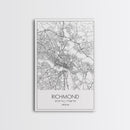 Richmond Street Map, Virginia Map, City Map Art, Minimalist Art, Wall Art, Canvas Print, Farmhouse Wall Décor, Wedding Gift, Travel Art