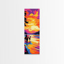 Sunset Cowboy Art Framed Canvas Print Vibrant Western Wall Art, Chicano Art, Colorful Wall Art, Southwest Wall Art, Extra Wide Art