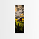 Scenic Prairie Wagon Art Framed Canvas Print, Rustic Decor, Farmhouse Art, Moody Art, Above Couch Art, Extra Wide Art