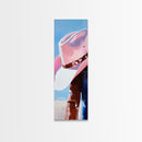 Pink Cowgirl Hat Art Framed Canvas Print, Coastal Cowgirl Wall Art, Light Pink Wall Art, Whimsical Art, Gift Idea for Her, Rustic Decor