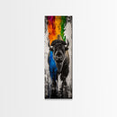 Colorful Bison Canvas Print Pink Orange Wall Art Southwest Wall Art Boho Art Tall Narrow Art Living Room Art Above Couch Art