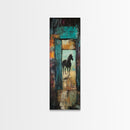 Mysterious Horse Silhouette Framed Canvas Print Moody Art Rustic Wall Art Southwest Wall Art Extra Tall Narrow Art