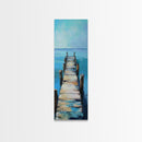Coastal Dock Painting Framed Canvas Print coastal painting nautical wall art coastal decor seascape painting rustic wall art bedroom art