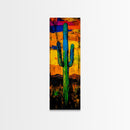 Vibrant Cactus Sunset Canvas Print, Southwest Wall Art, Desert Art, Bright Colorful Wall Art, Moody Art, Joshua Tree Art, Gift Idea, Vertical Wall Art