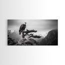 Majestic Bald Eagle, pine tree art, bird art, nature photography, mountain painting, wildlife art, extra wide art, framed canvas print