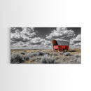 Red Covered Wagon Canvas Print | Rustic Farmhouse Art | Southwest Wall Art | Landscape Painting | Moody Art | Above Couch Art | Extra Wide Art