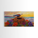 Bald Eagle Nest, bird art, mountain painting, moody art, southwest wall art, patriotic decor, nature art, Framed Canvas Print