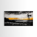 Windmill Sunset, windmill wall art, rustic decor, farmhouse art, landscape painting, extra wide art, framed canvas print, panoramic art
