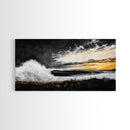 Ocean Waves, coastal wall art, nautical painting, seascape painting, moody art, extra wide art, framed canvas print, panoramic painting