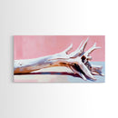 Driftwood, wabi sabi art, rustic decor, framed canvas print, minimalistic art, light pink wall art, extra wide art, boho art