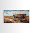 Rustic Wagon, Western Landscape, Farmhouse Art, Southwest Wall Art, Vintage Horse Art, Extra Wide Art, Horizontal Wall Art, Framed Canvas Print