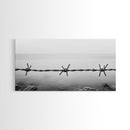 Barbed Wire, rustic decor, farmhouse art, minimalist black and white, modern wabi sabi wall art, textured art, panoramic art, Canvas Print