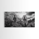 Prairie dogs, whimsical art, rustic wall art, farmhouse art, nature painting, extra wide art, above couch art, framed canvas print