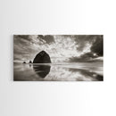 Coastal, seascape, moody art, ocean view, nautical wall art, panoramic painting, extra wide art, above bed wall art, framed canvas print