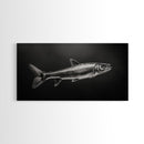 Trout, fish painting, fly fishing art, rustic decor, cabin wall art, nature painting, extra wide art, panoramic art, framed canvas print