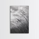 Wind Blowing Grass, moody art, wabi sabi art, landscape painting, farmhouse art, rustic decor, minimalist art, framed canvas print