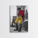 Urban fashion, chicano art, graffiti wall art, framed canvas print, moody cityscape, street style, afrocentric wall art, edgy decor