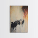 Foggy Cattle, moody art, bull and bear art, rustic wall art, farmhouse art, vintage aesthetic, country home, Canvas Print