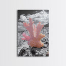 Ocean coral, coastal decor, nautical painting, framed canvas print, marine life art, whimsical ocean scene, tropical beach house wall art