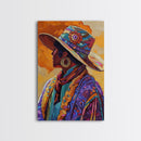 Boho Cowgirl, goddess art print, chicano art, vibrant western painting, colorful fashion art, afrocentric wall art, canvas print, unique decor