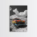 Vintage Car, Custom Car Painting, Graffiti Wall Art, Rustic Art, Old Car Scene, Moody Art, Framed Canvas Print, Landscape Art