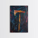 Rustic Axe Painting, dark romance painting, moody art, abstract texture art, framed canvas print, original painting, gift idea, southwest wall art