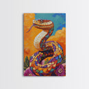Colorful Snake, Mosaic Snake Painting, Desert Wall Art, Southwest Decor, Boho Art, Living Room Art, Canvas Print, Gift Idea