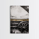Rustic Wagon Wheel, Moody Art, Farmhouse Wall Art, Framed Canvas Print, Southwest Decor, Western Aesthetic, Above Sofa Art, Gift Idea