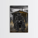 Cowboy, Rustic Barn, Moody Art, Southwest Wall Art, Farmhouse Art, Vintage Horse Art, Dark Romance Painting, Canvas Print, Gift Idea