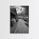 Fishing Dock, coastal decor, nautical wall art, seascape painting, rustic wall art, Nantucket painting, framed canvas print, horizontal art