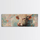 Pastel Bull, bull and bear art, vintage horse art, rustic art, above bed wall art, southwest wall art, Framed Canvas Print