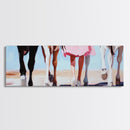 Horse Walk, western art, cowboy painting, rustic decor, extra wide art, panoramic art, framed canvas print, long narrow wall art