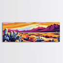Pink Orange Wall Art, Framed Canvas Print, Extra Wide Art, Southwest Wall Art, Rustic Art, Desert Landscape Painting, Moody Art, Above Bed Art