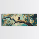 Eagle Painting, Framed Canvas Print, Bird Art, Forest At Dusk Painting, Moody Art, Extra Wide Art, Rustic Wall Art, Above Bed Art