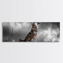 Howling Coyote, Wildlife Art, Nature Wall Art, Rustic Decor, Moody Art, Above Sofa Art, Horizontal Wall Art, Canvas Print