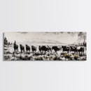 Black And White Wall Art, Framed Canvas Print, Vintage Horse Art, Rustic Wall Art, Extra Wide Art, Moody Art, Western Art, Above Bed Art