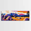 Southwest landscape, sunset painting, Joshua tree art, pink orange wall art, extra wide art, rustic decor, framed canvas print